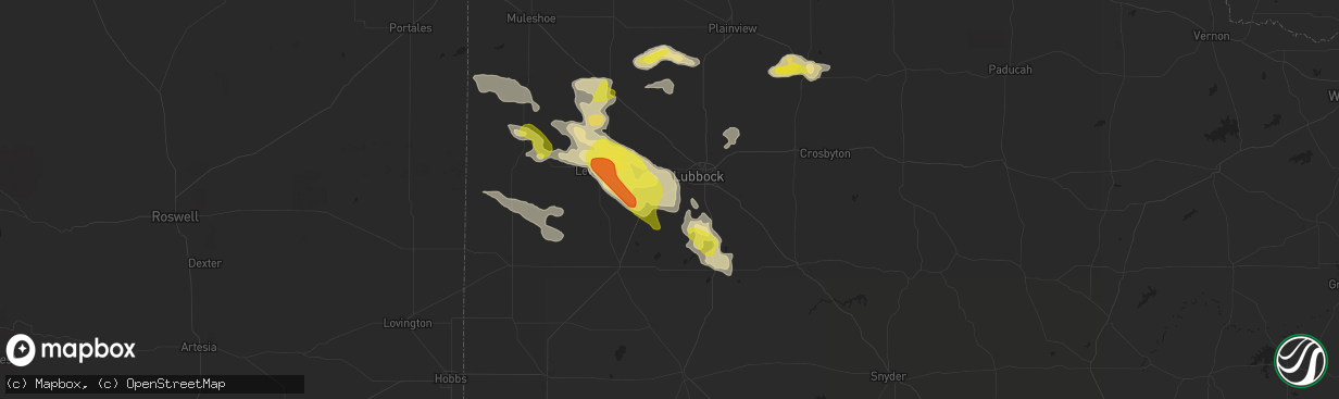 Hail map in Wolfforth, TX on May 11, 2020