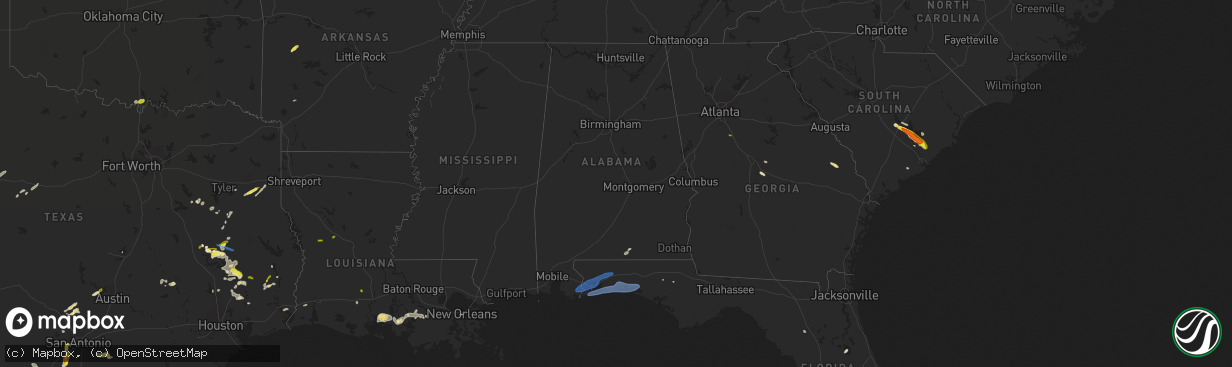 Hail map in Alabama on May 11, 2021