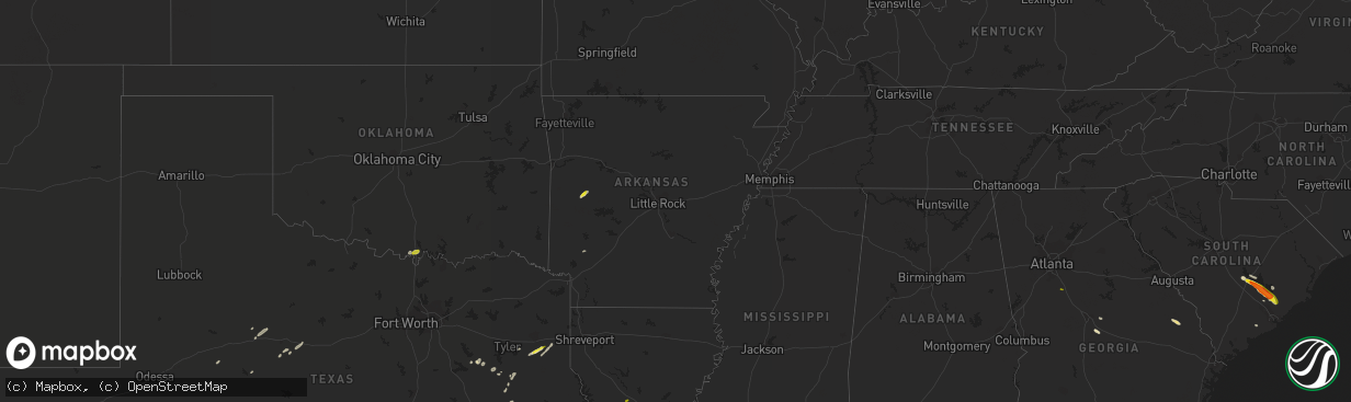 Hail map in Arkansas on May 11, 2021