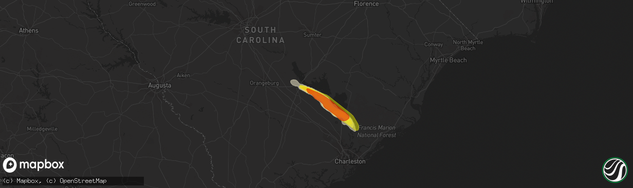 Hail map in Eutawville, SC on May 11, 2021