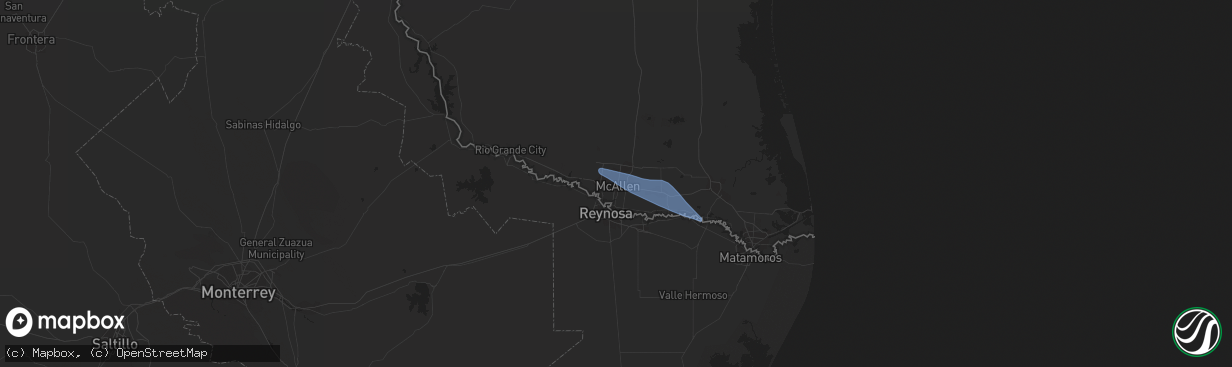 Hail map in Mcallen, TX on May 11, 2021