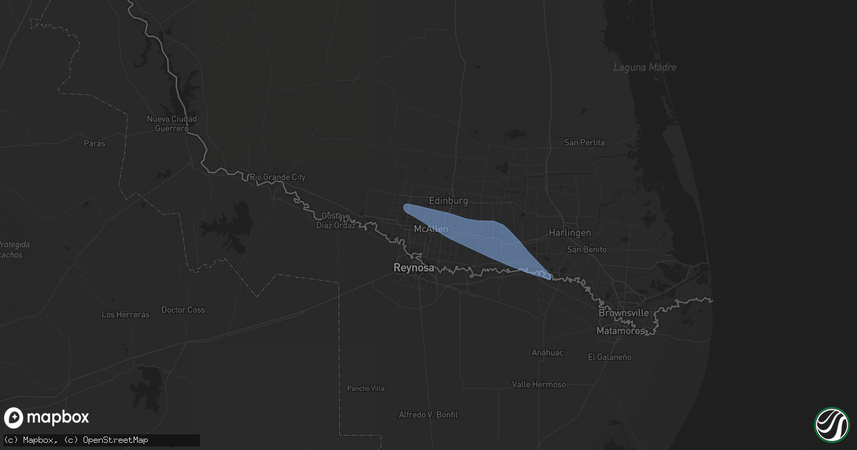 Hail map in Mcallen, TX on May 11, 2021