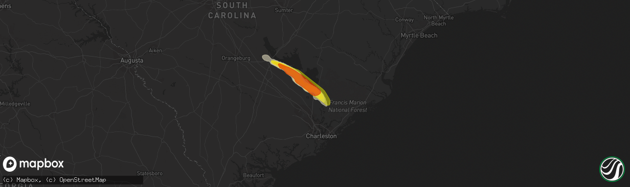 Hail map in Moncks Corner, SC on May 11, 2021