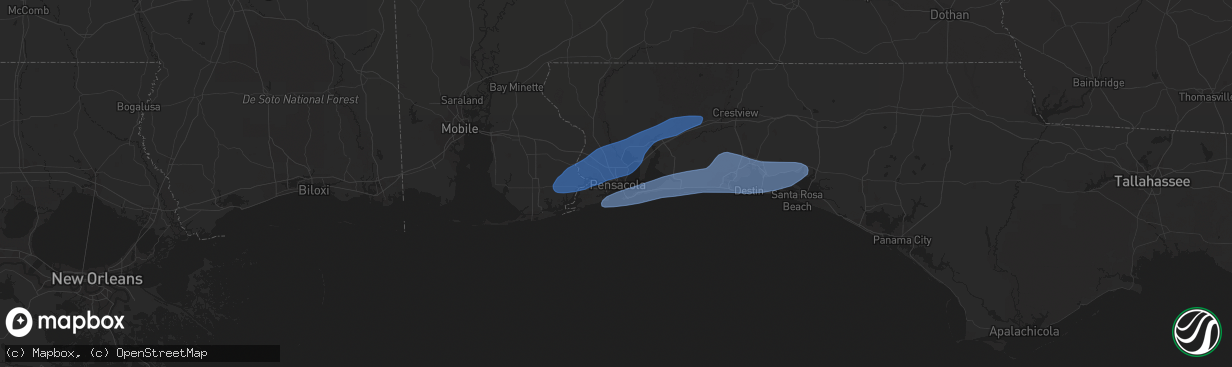 Hail map in Pensacola, FL on May 11, 2021