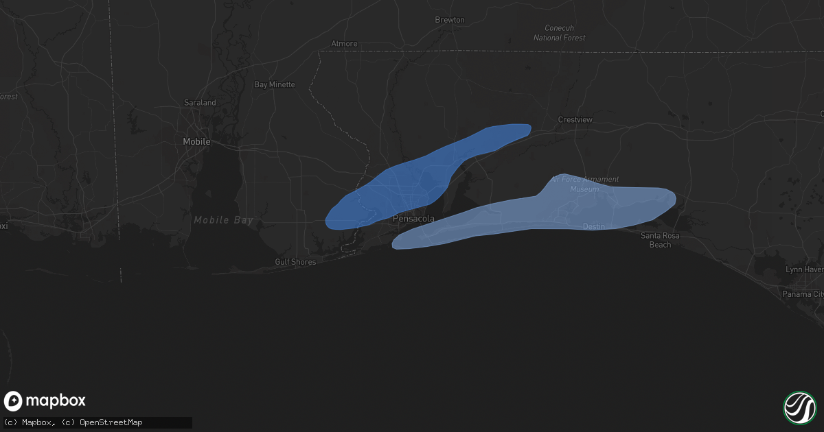 Hail map in Pensacola, FL on May 11, 2021