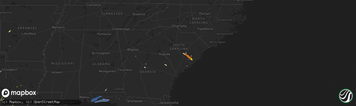 Hail map in South Carolina on May 11, 2021