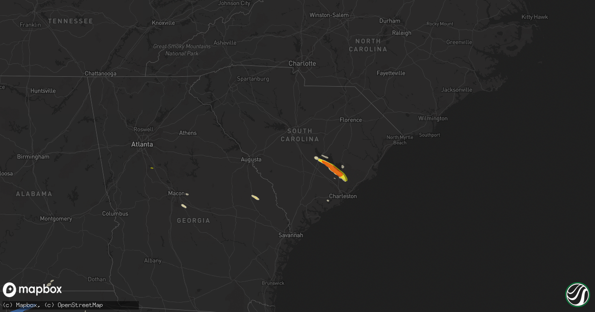 Hail map in South Carolina on May 11, 2021