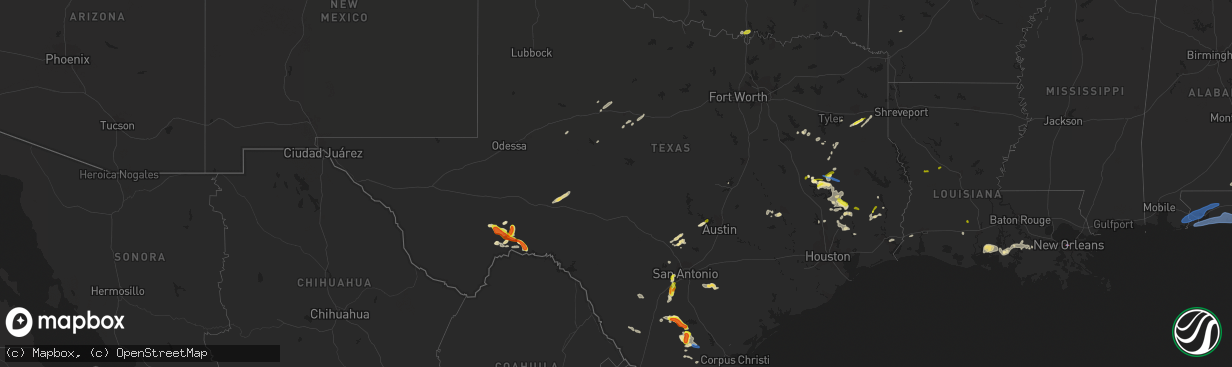 Hail map in Texas on May 11, 2021