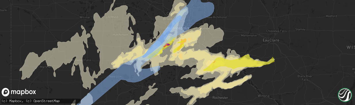 Hail map in Lakeville, MN on May 11, 2022