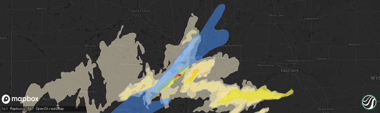 Hail map in Minneapolis, MN on May 11, 2022