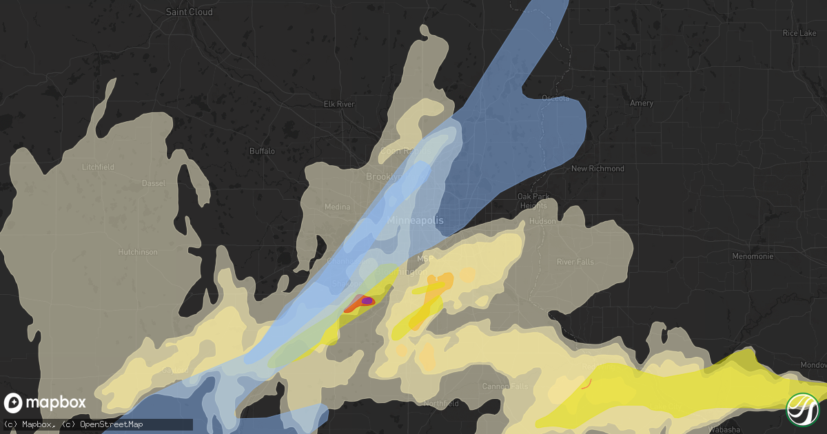 Hail map in Minneapolis, MN on May 11, 2022