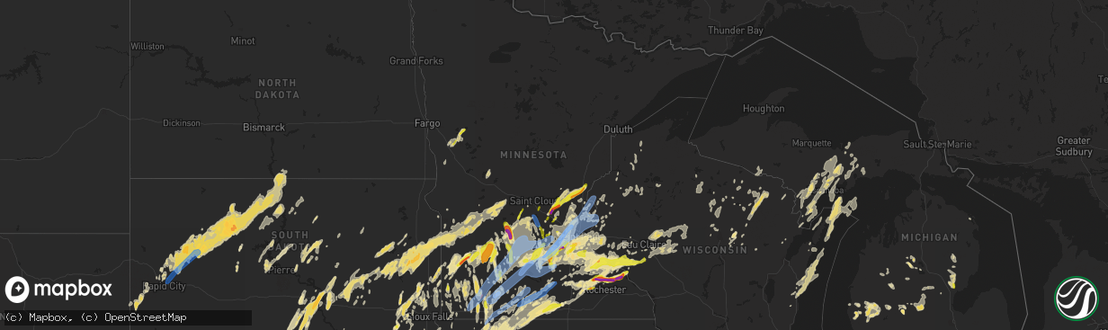 Hail map in Minnesota on May 11, 2022