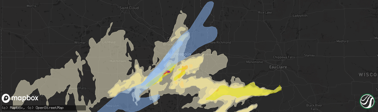 Hail map in Saint Paul, MN on May 11, 2022