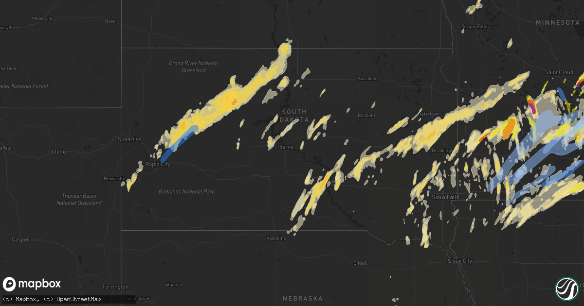 Hail map in South Dakota on May 11, 2022