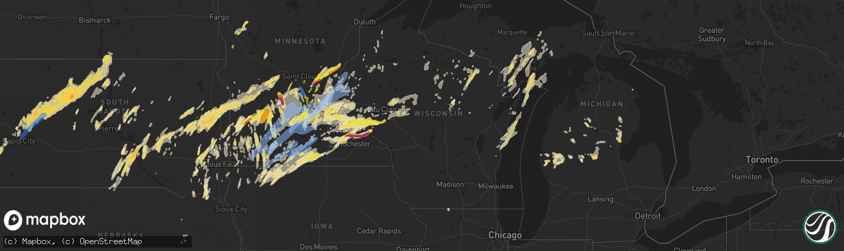 Hail map in Wisconsin on May 11, 2022