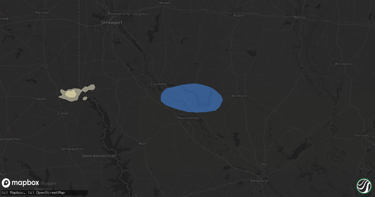 Hail map in Campti, LA on May 11, 2023
