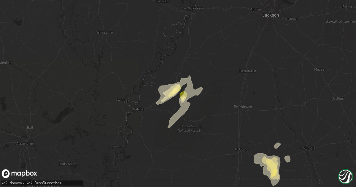 Hail map in Fayette, MS on May 11, 2023