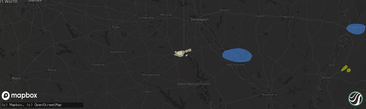 Hail map in Joaquin, TX on May 11, 2023