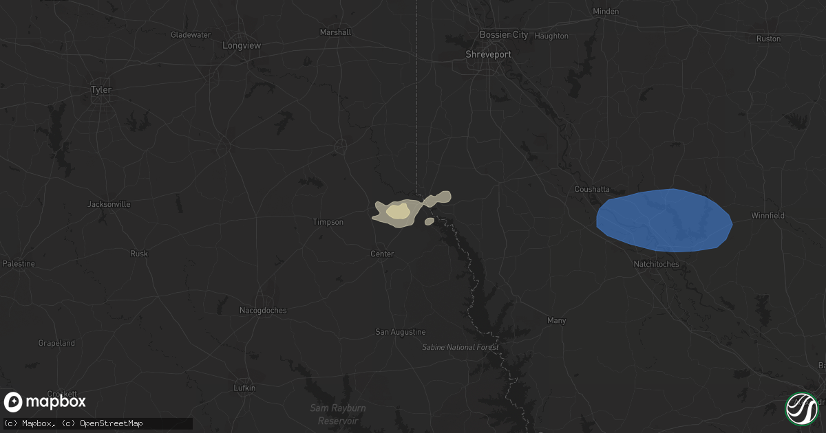 Hail map in Joaquin, TX on May 11, 2023