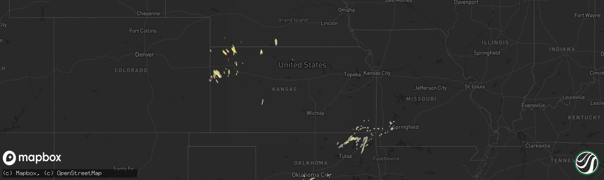 Hail map in Kansas on May 11, 2023