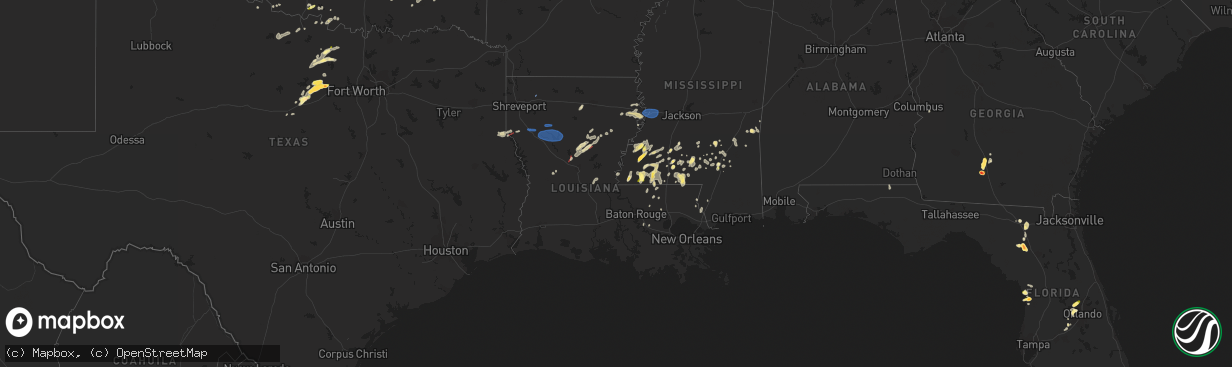 Hail map in Louisiana on May 11, 2023