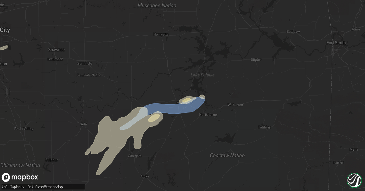 Hail map in Mcalester, OK on May 11, 2023