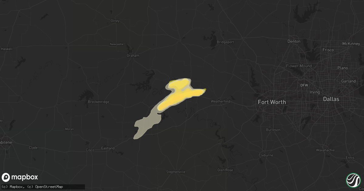 Hail map in Mineral Wells, TX on May 11, 2023