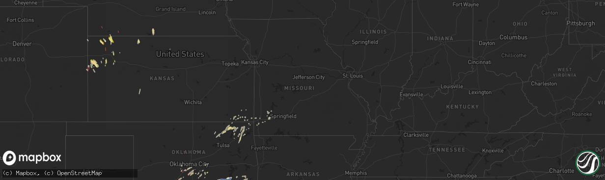 Hail map in Missouri on May 11, 2023