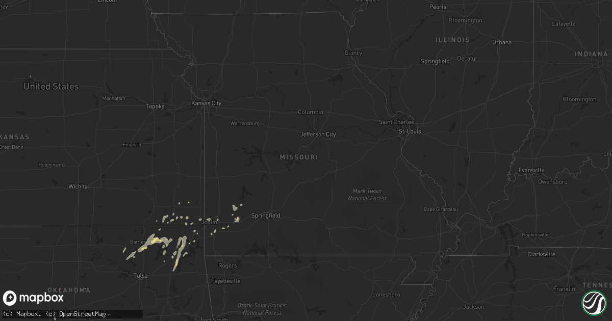 Hail map in Missouri on May 11, 2023