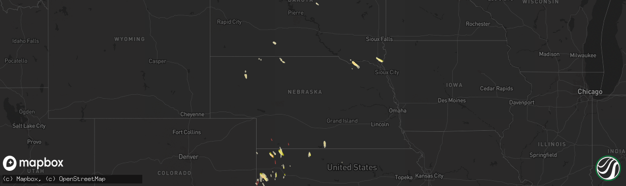 Hail map in Nebraska on May 11, 2023