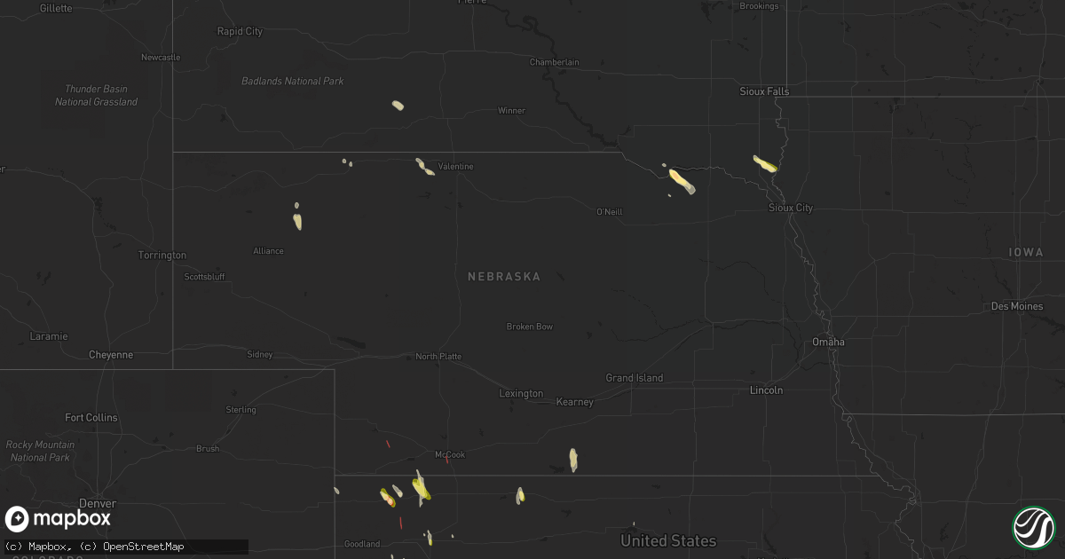 Hail map in Nebraska on May 11, 2023