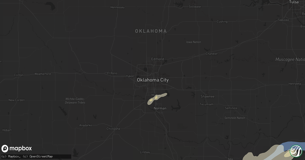 Hail map in Oklahoma City, OK on May 11, 2023
