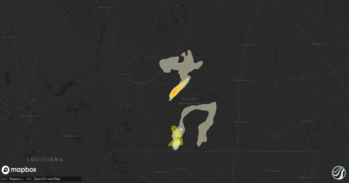 Hail map in Roxie, MS on May 11, 2023