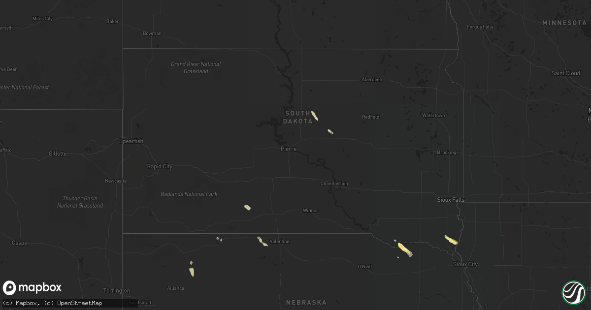 Hail map in South Dakota on May 11, 2023