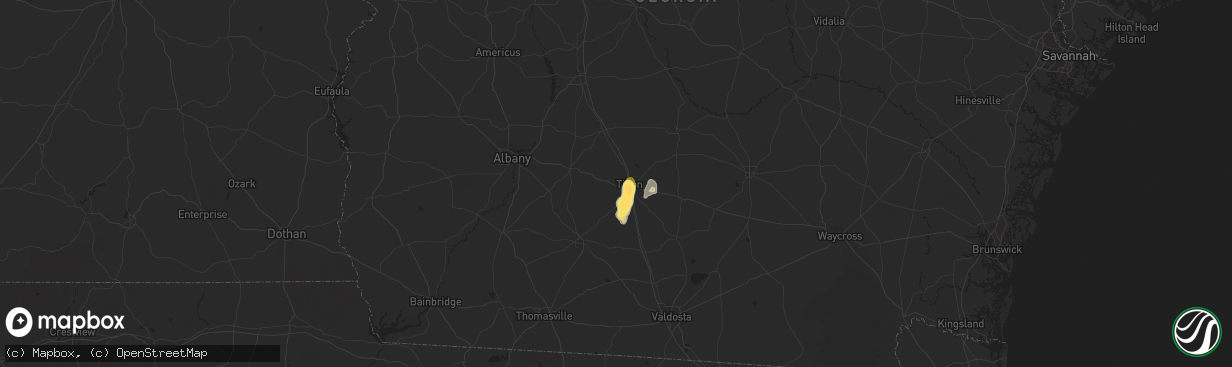 Hail map in Tifton, GA on May 11, 2023