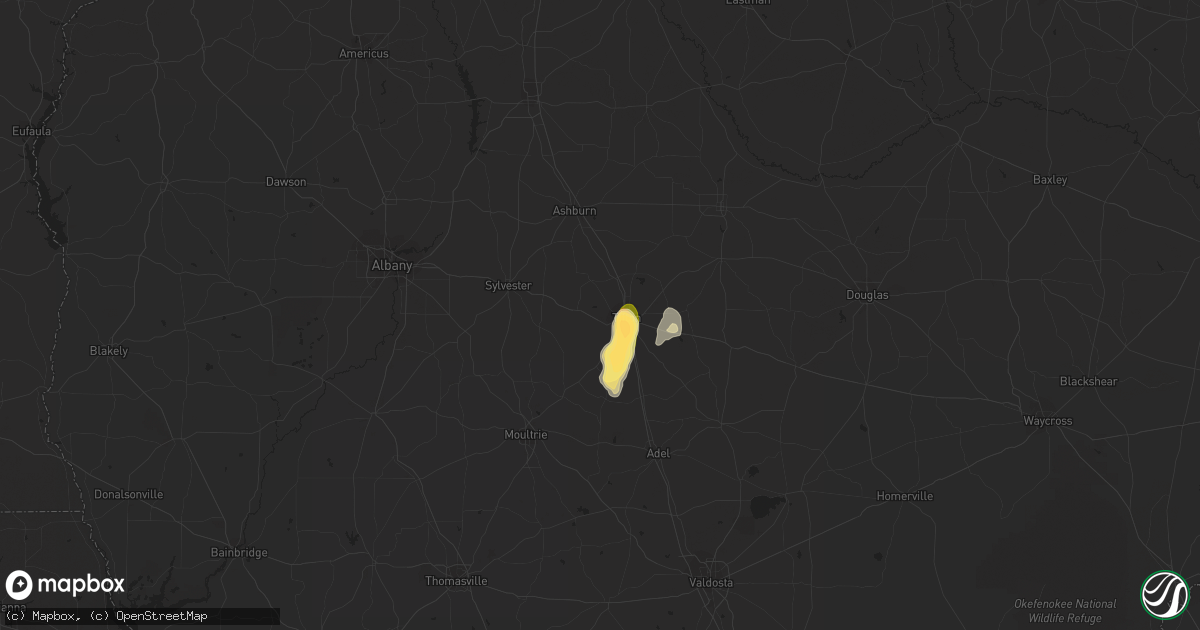 Hail map in Tifton, GA on May 11, 2023
