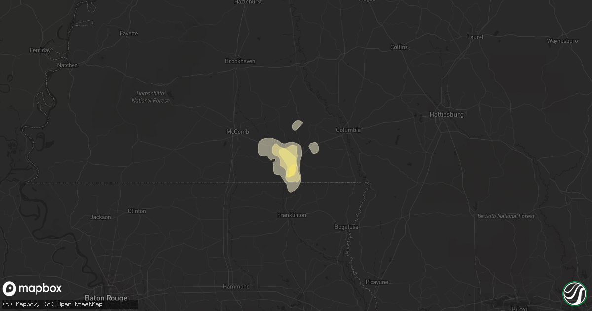 Hail map in Tylertown, MS on May 11, 2023