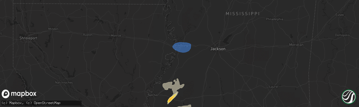 Hail map in Vicksburg, MS on May 11, 2023