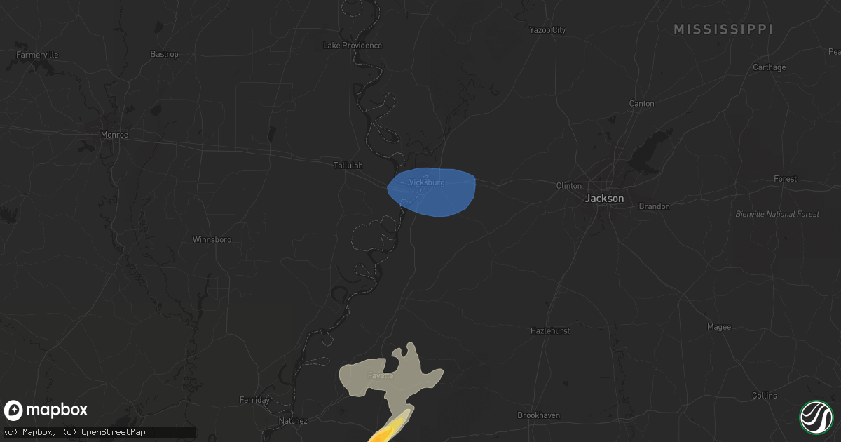 Hail map in Vicksburg, MS on May 11, 2023