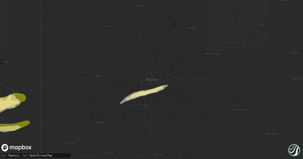 Hail map in Amarillo, TX on May 11, 2024