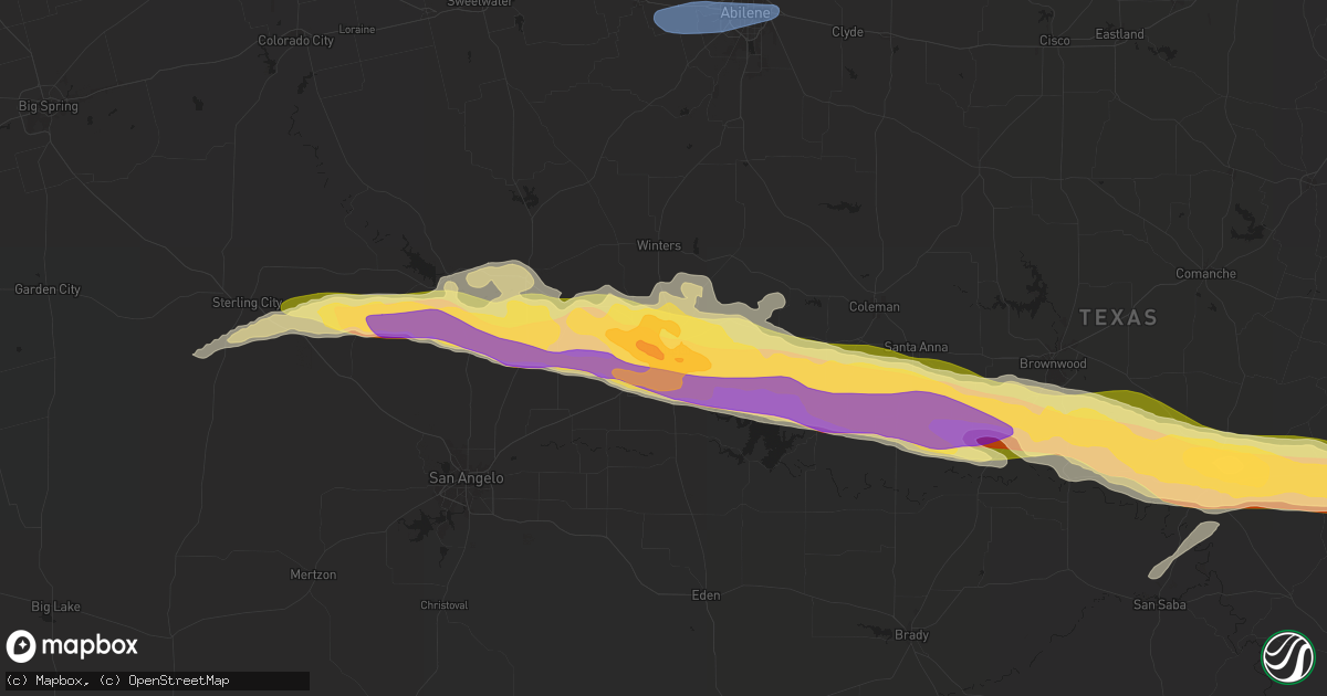 Hail map in Ballinger, TX on May 11, 2024