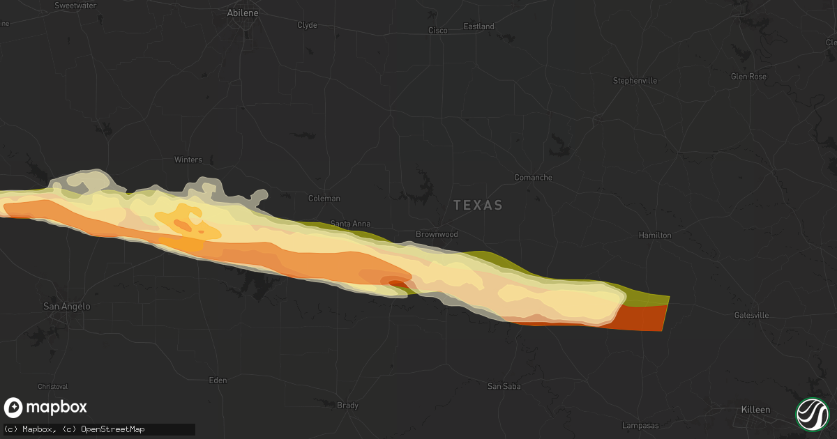 Hail map in Brownwood, TX on May 11, 2024