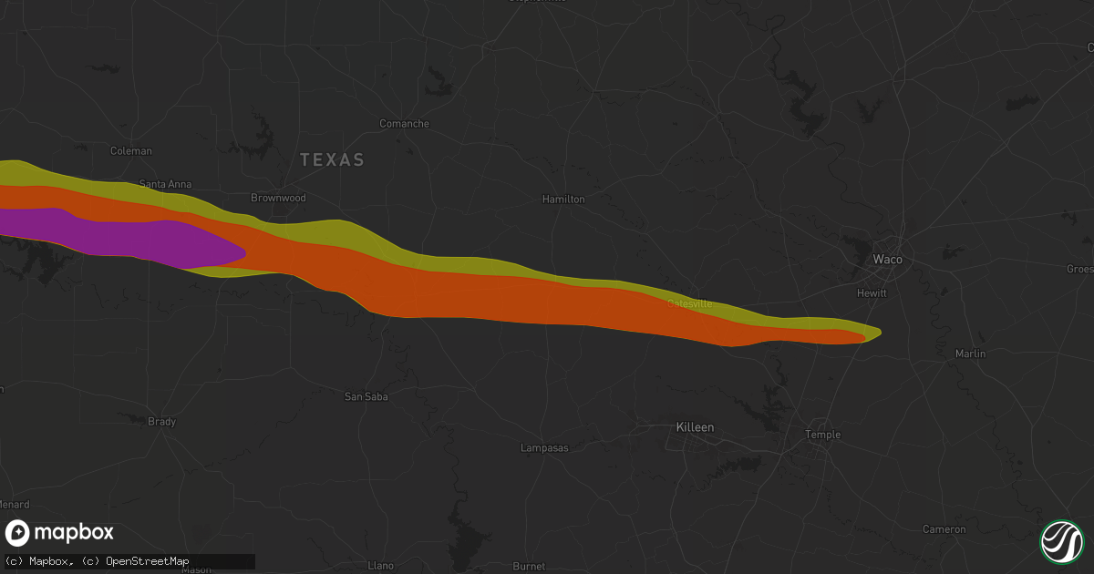 Hail map in Evant, TX on May 11, 2024