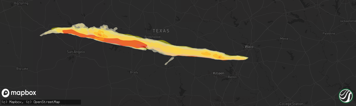 Hail map in Goldthwaite, TX on May 11, 2024