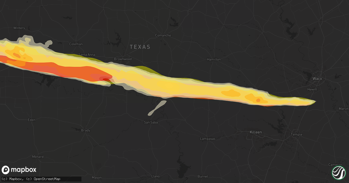Hail map in Goldthwaite, TX on May 11, 2024