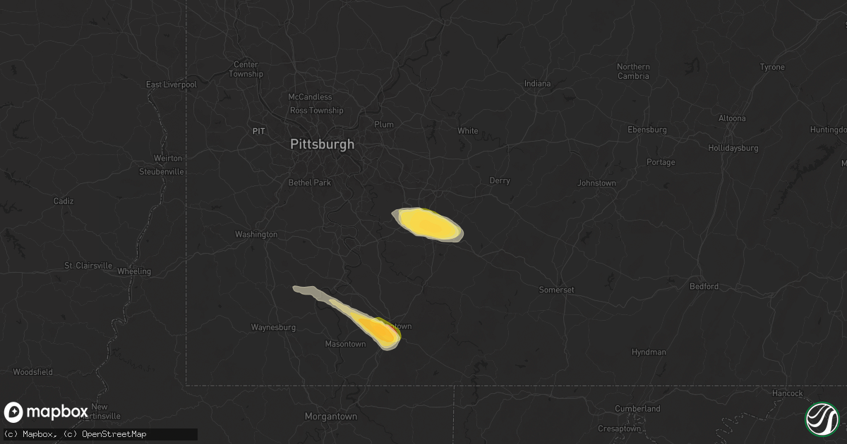 Hail map in Hunker, PA on May 11, 2024