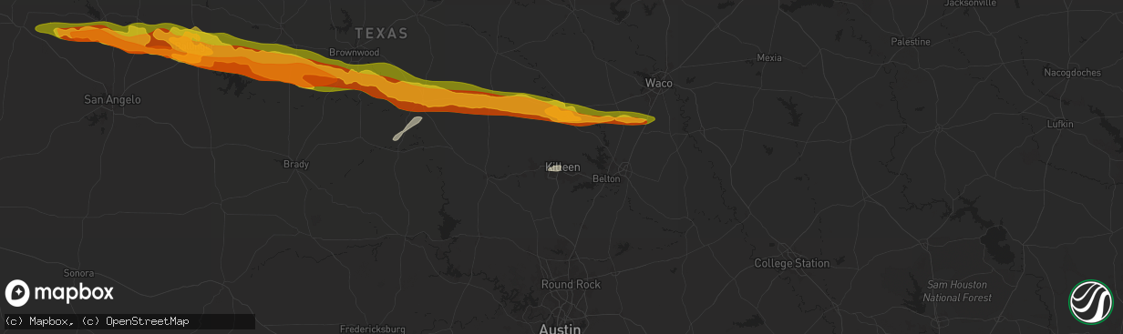 Hail map in Killeen, TX on May 11, 2024