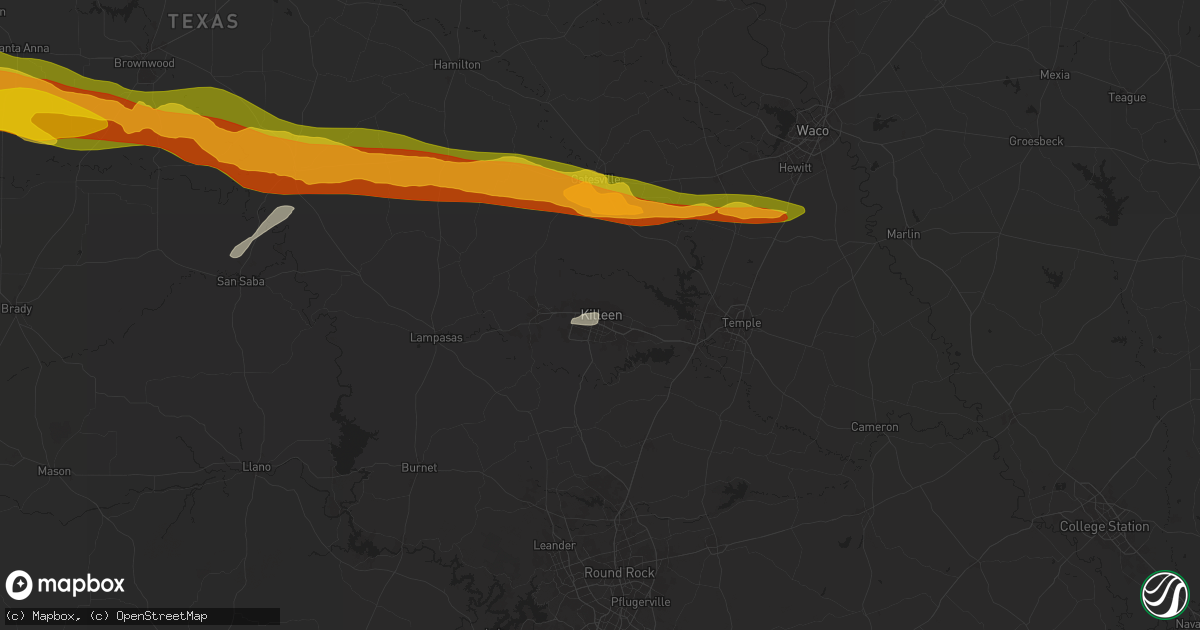 Hail map in Killeen, TX on May 11, 2024