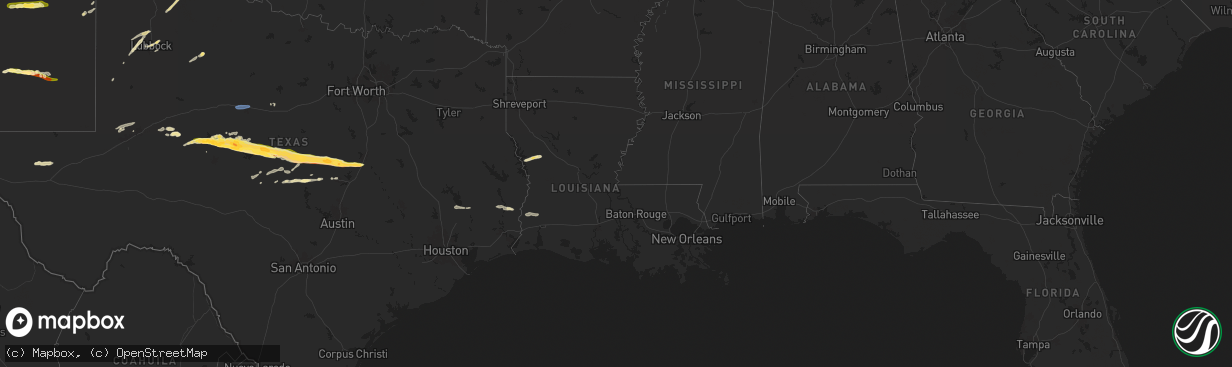 Hail map in Louisiana on May 11, 2024