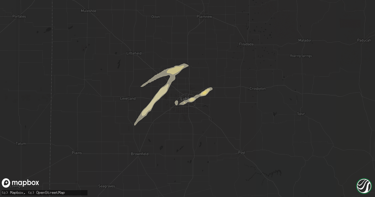 Hail map in Lubbock, TX on May 11, 2024